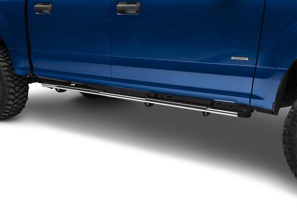 Barricade 4-Inch Flat Oval Running Boards; Stainless Steel (15-25 F-150 SuperCrew)