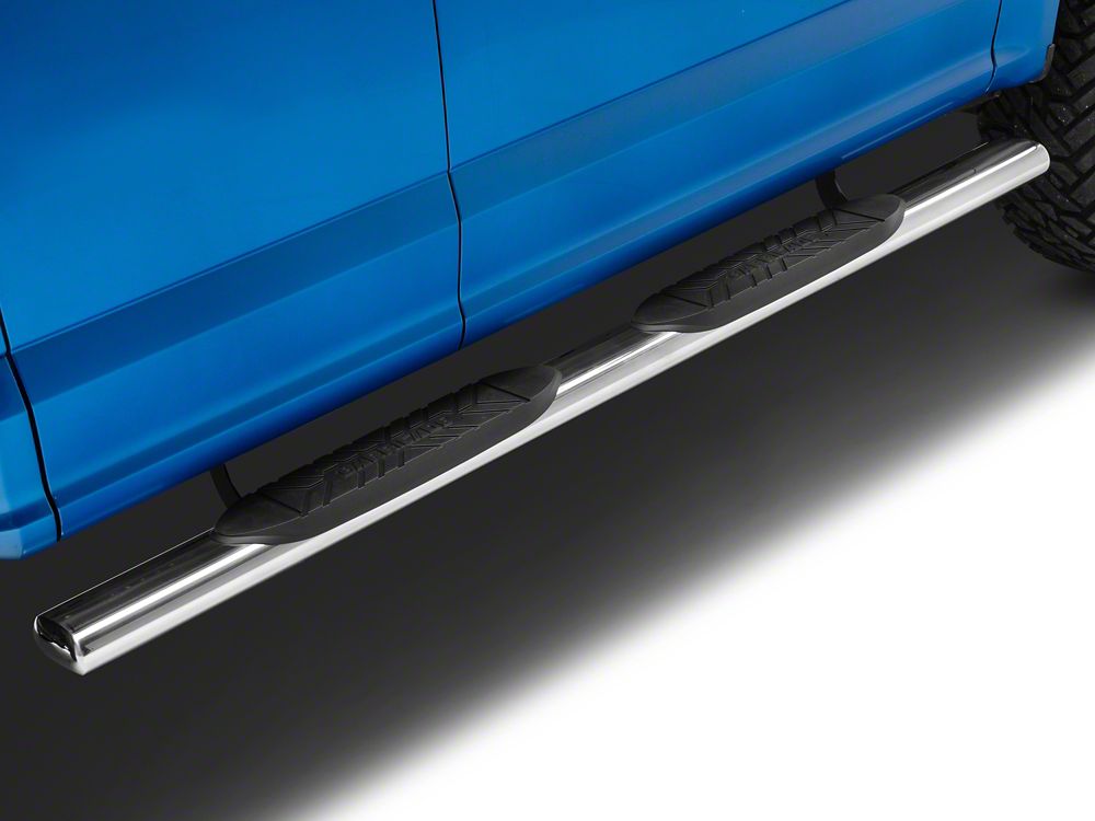 Barricade E-Series 5-Inch Straight End Side Step Bars; Stainless Steel (15-25 F-150 SuperCab)