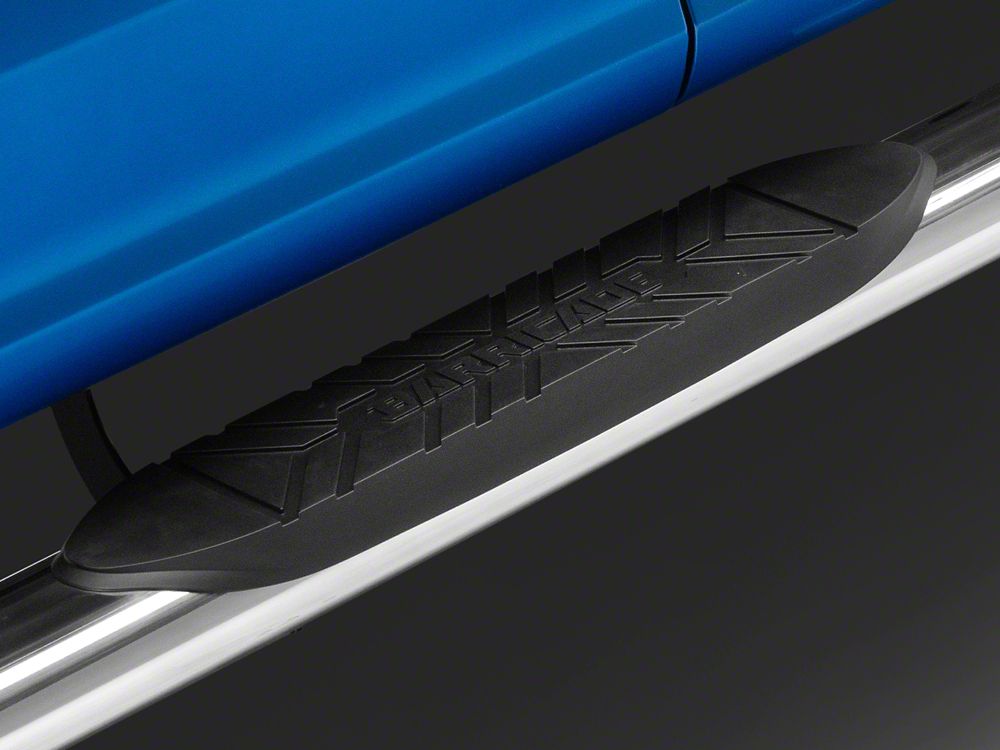 Barricade E-Series 5-Inch Straight End Side Step Bars; Stainless Steel (15-25 F-150 SuperCab)