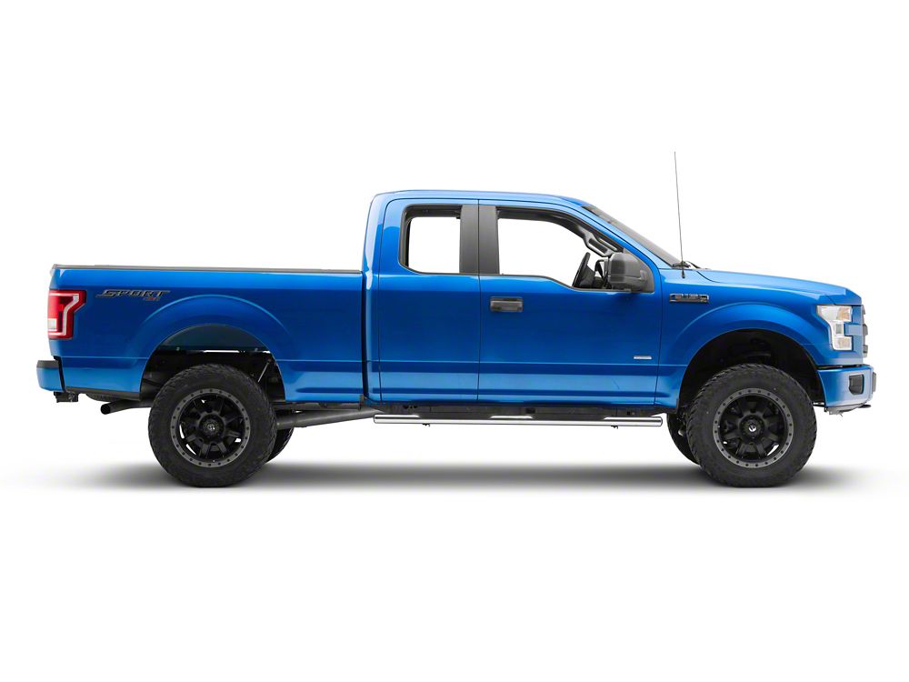 Barricade E-Series 5-Inch Straight End Side Step Bars; Stainless Steel (15-25 F-150 SuperCab)
