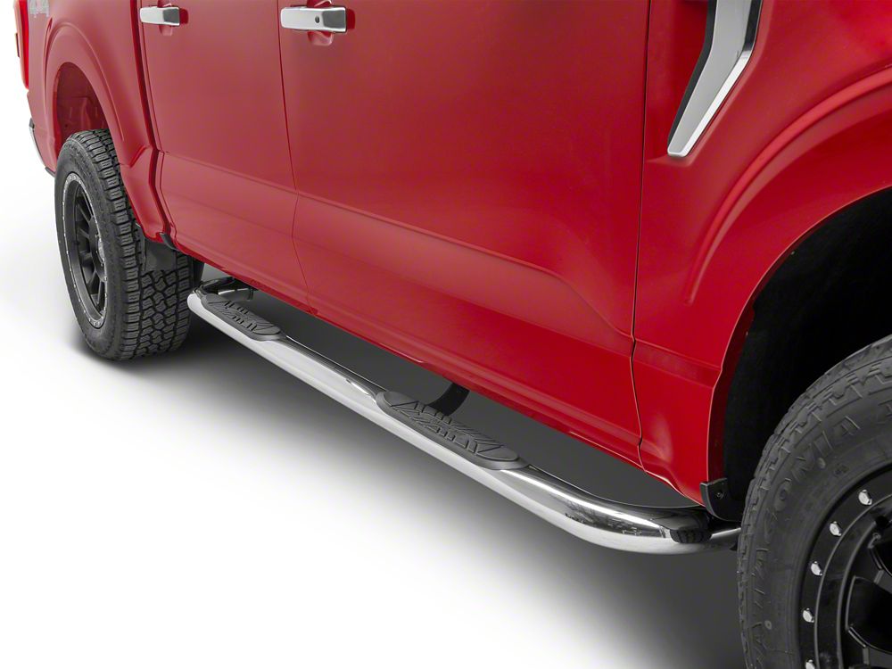 Barricade E-Series 3-Inch Side Step Bars with 90 Degree Bent Ends; Stainless Steel (15-25 F-150 SuperCrew)
