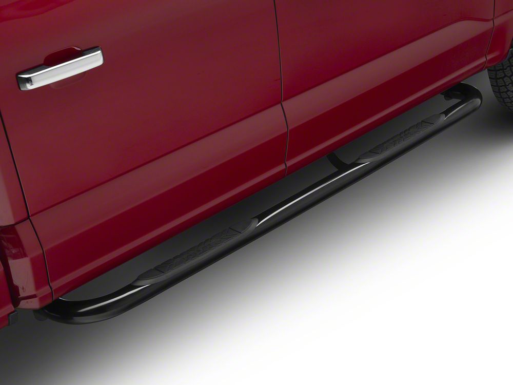 Barricade E-Series 3-Inch Side Step Bars with 90 Degree Bent Ends; Black (15-25 F-150 SuperCrew)