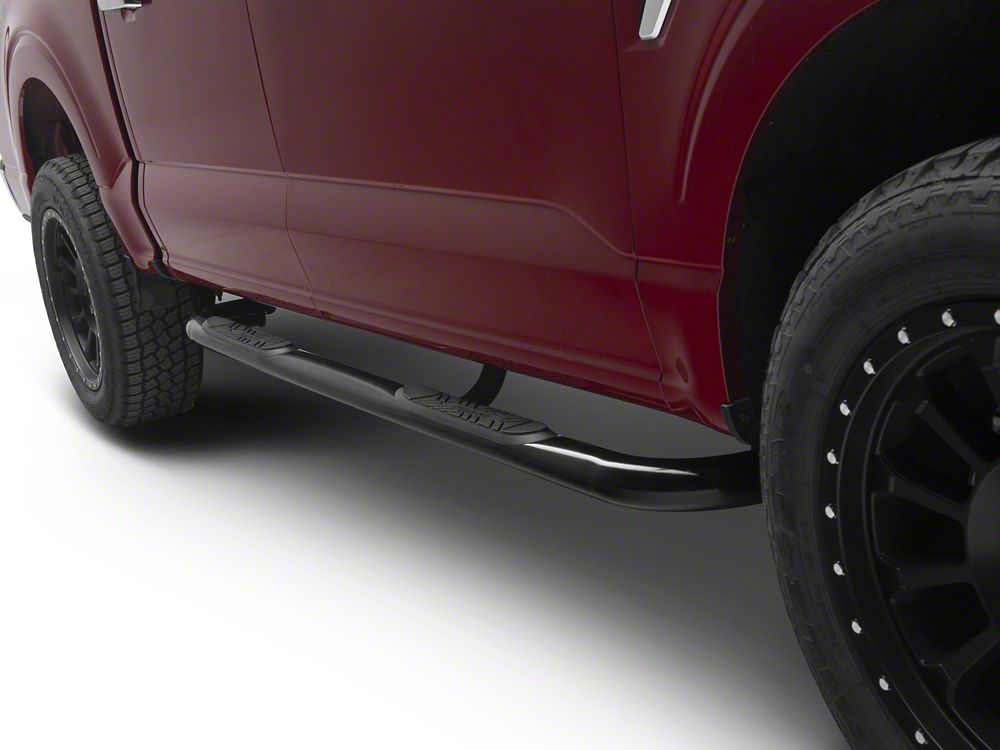 Barricade E-Series 3-Inch Side Step Bars with 90 Degree Bent Ends; Black (15-25 F-150 SuperCrew)