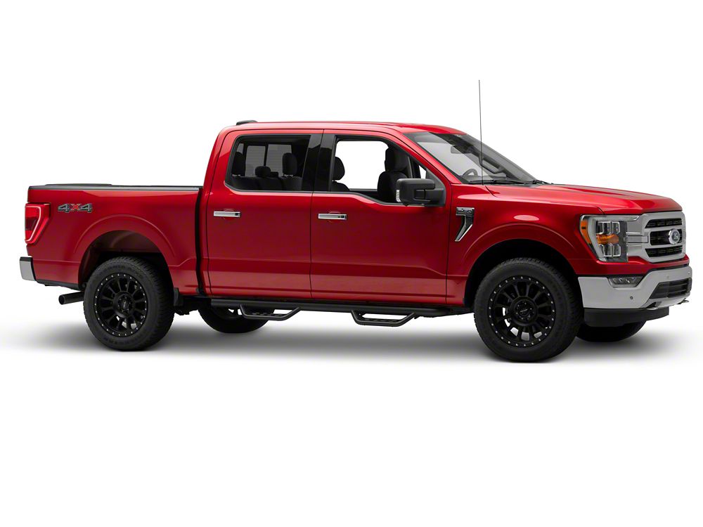 Barricade Tubular Drop Steps; Fine Textured Black Finish (15-25 F-150 SuperCrew)