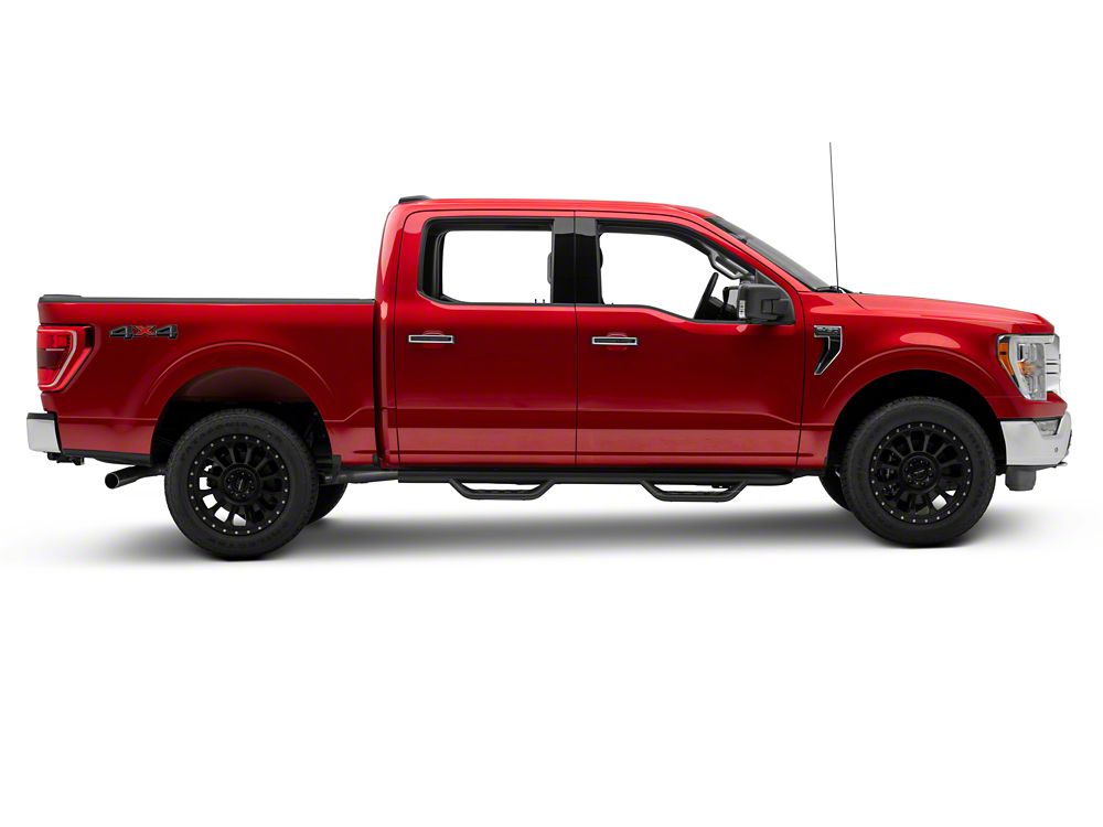 Barricade Tubular Drop Steps; Fine Textured Black Finish (15-25 F-150 SuperCrew)