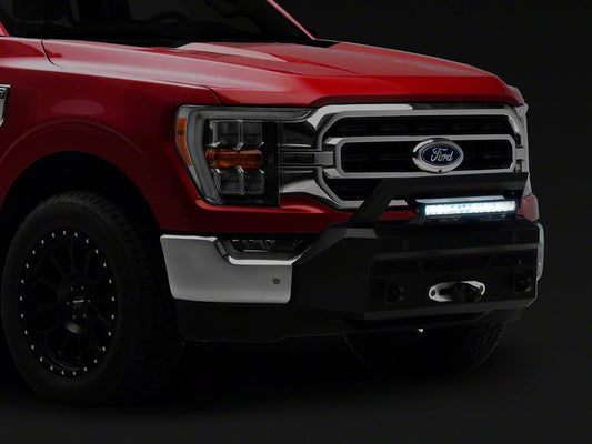 Barricade HD Stubby Front Bumper with Winch Mount and 20-Inch Single Row LED Light Bar (21-23 F-150, Excluding Raptor)