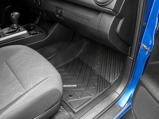 Barricade Custom Fit All-Weather Front and Rear Floor Liners; Black (16-23 Tacoma Double Cab)