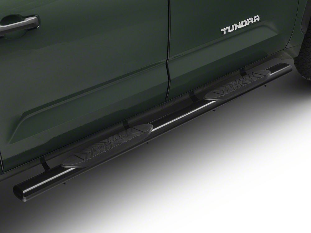 Barricade 5-Inch Oval Straight End Side Step Bars; Black (22-25 Tundra CrewMax)