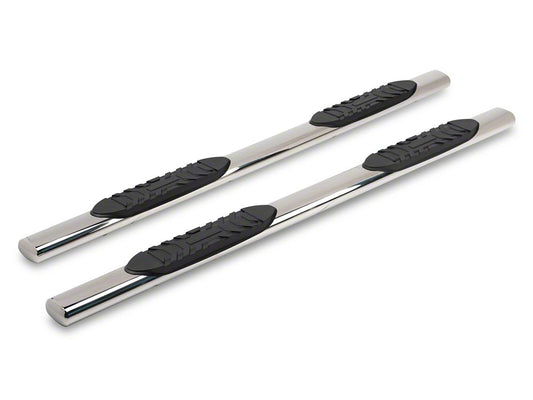 Barricade 5-Inch Oval Straight End Side Step Bars; Stainless Steel (22-25 Tundra CrewMax)