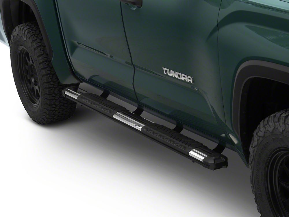 Barricade Saber 5-Inch Aluminum Side Step Bars; Stainless Cover Plates (22-25 Tundra CrewMax)