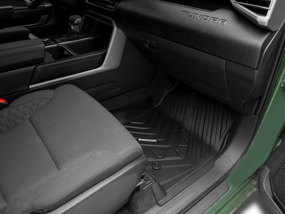 Barricade Custom Fit All-Weather Front and Rear Floor Liners; Black (22-25 Tundra CrewMax)