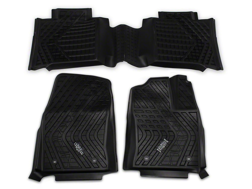 Barricade Custom Fit All-Weather Front and Rear Floor Liners; Black (22-25 Tundra CrewMax)