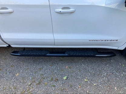Barricade 5-Inch Oval Bent End Side Step Bars; Black (19-25 Sierra 1500 Double Cab)