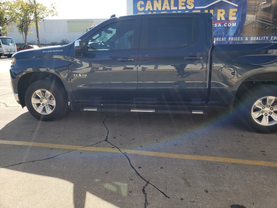 Barricade Saber 5-Inch Aluminum Side Step Bars; Stainless Cover Plates (19-25 Sierra 1500 Crew Cab)