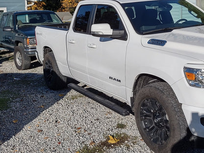 Barricade Saber 5-Inch Aluminum Side Step Bars; Black Cover Plates (19-25 RAM 1500 Quad Cab)
