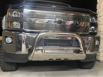 Barricade 3.50-Inch Bull Bar with Skid Plate and 20-Inch LED Light Bar; Stainless Steel (11-19 Silverado 2500 HD)