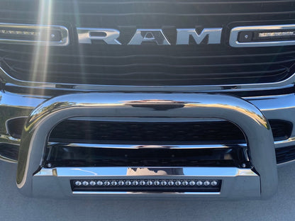 Barricade 3.50-Inch Oval Bull Bar with Skid Plate and 20-Inch LED Light Bar; Stainless Steel (19-24 RAM 1500, Excluding Rebel & TRX)