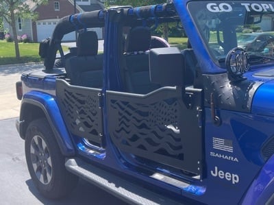 Barricade US Flag Tubular Doors With Mirrors (18-25 Jeep Wrangler JL 4-Door)