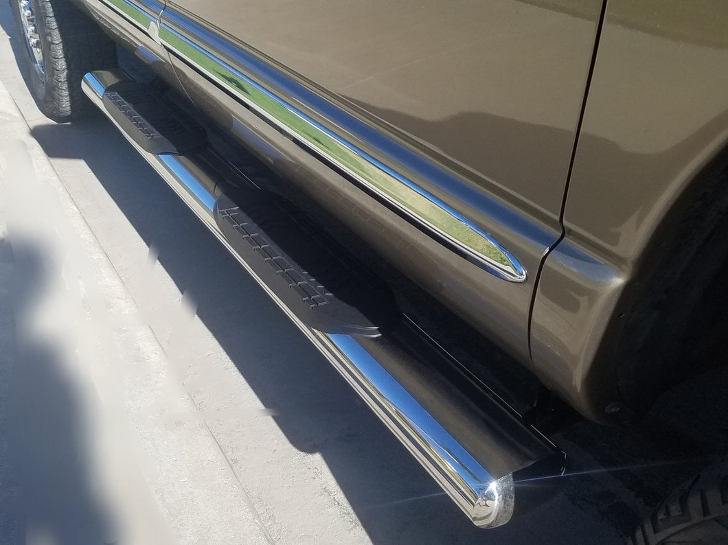 Barricade 6-Inch Oval Straight End Side Step Bars; Stainless Steel (03-09 RAM 2500 Quad Cab)