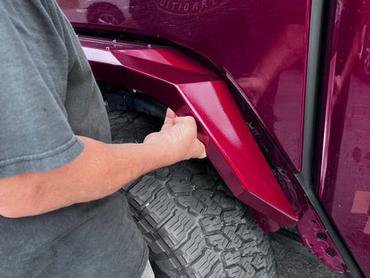 Barricade X-Series Front Fender Flares with LED DRL and Marker Lights; Black Inserts (20-25 Jeep Gladiator JT)