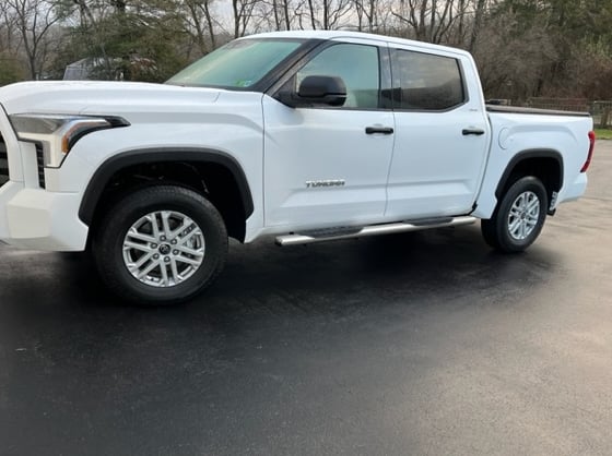 Barricade 5-Inch Oval Straight End Side Step Bars; Stainless Steel (22-25 Tundra CrewMax)