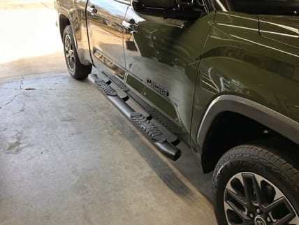 Barricade 5-Inch Oval Bent End Side Step Bars; Textured Black (22-25 Tundra CrewMax)
