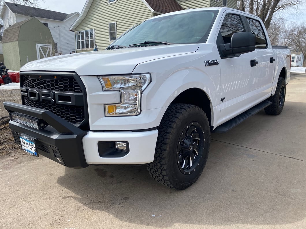 Barricade Stubby HD Front Bumper with Over-Rider Hoop and 20-Inch Dual Row LED Light Bar (15-17 F-150, Excluding Raptor)
