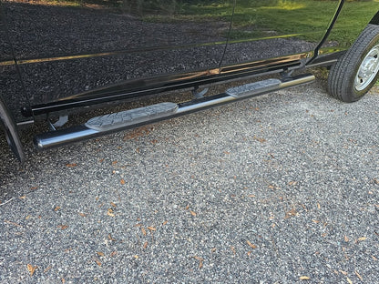 Barricade 4-Inch Oval Straight End Side Step Bars; Black (10-24 RAM 2500 Crew Cab)