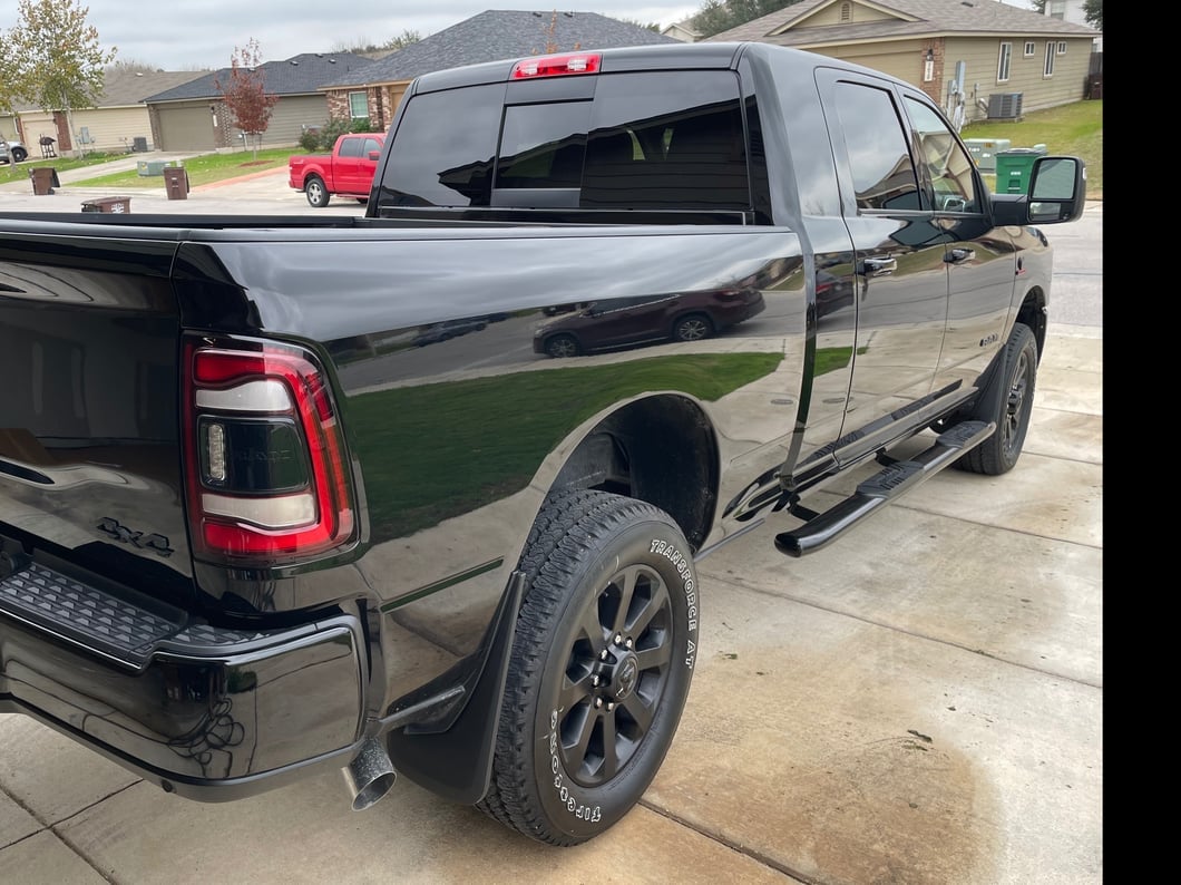 Barricade 5-Inch Oval Bent End Side Step Bars; Gloss Black (10-24 RAM 2500 Mega Cab)