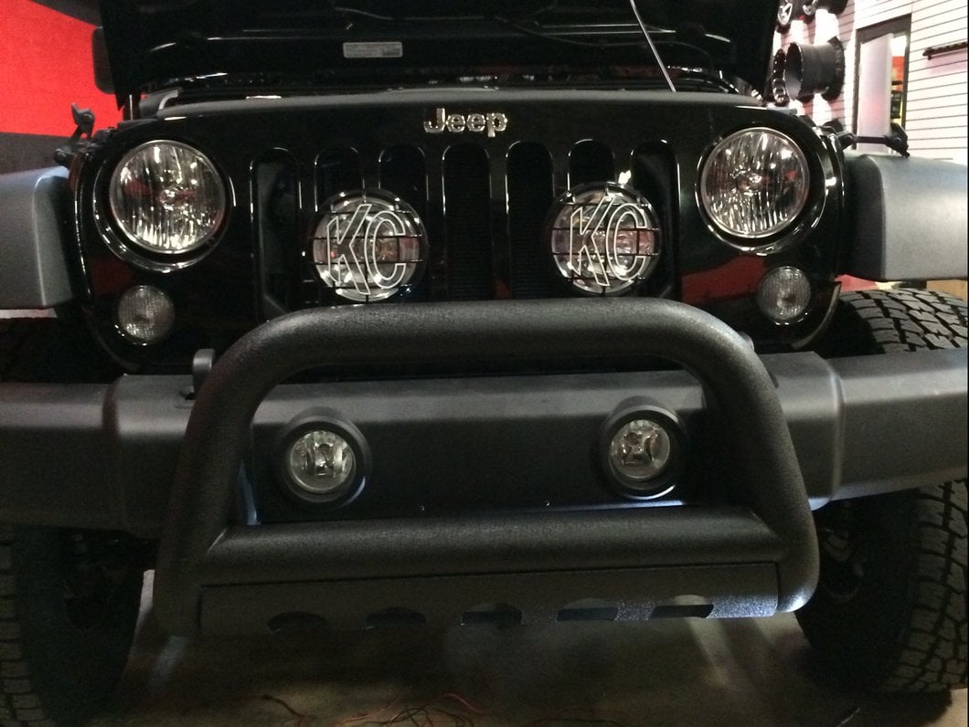 Barricade 3-Inch Bull Bar with Skid Plate; Textured Black (10-18 Jeep Wrangler JK)