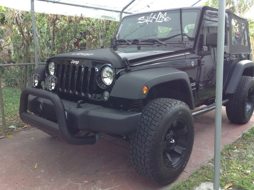 Barricade 3-Inch Bull Bar with Skid Plate; Textured Black (10-18 Jeep Wrangler JK)