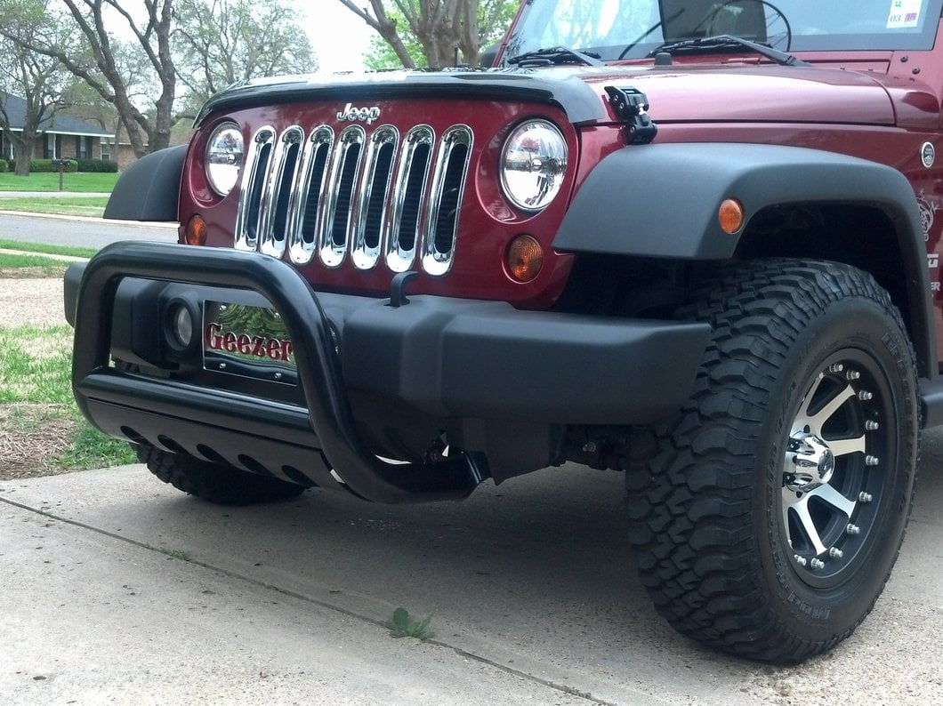 Barricade 3-Inch Bull Bar with Skid Plate; Gloss Black (10-18 Jeep Wrangler JK)