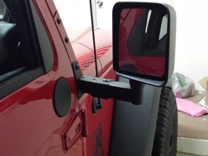 Barricade Side Mirror Relocation Kit; Textured Black (07-18 Jeep Wrangler JK)