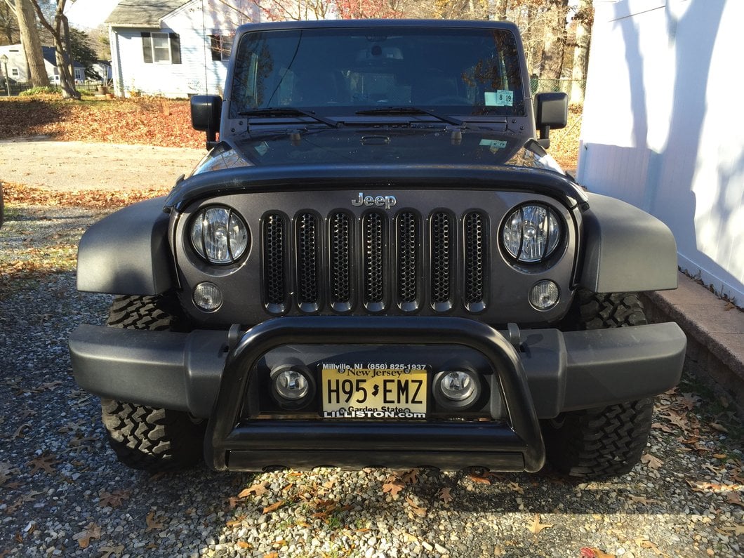 Barricade 3-Inch Bull Bar with Skid Plate; Gloss Black (10-18 Jeep Wrangler JK)
