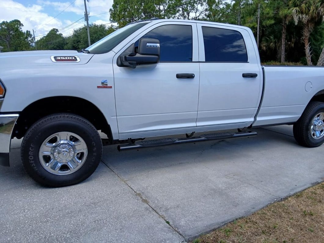 Barricade 5-Inch Oval Straight End Side Step Bars; Gloss Black (10-24 RAM 3500 Crew Cab)