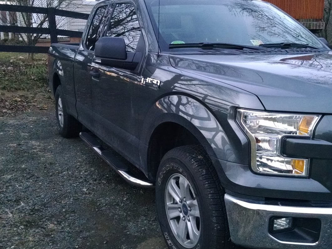 Barricade 4-Inch Oval 90 Degree Bent End Side Step Bars; Stainless Steel (15-25 F-150)