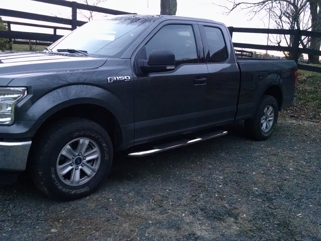Barricade 4-Inch Oval 90 Degree Bent End Side Step Bars; Stainless Steel (15-25 F-150)