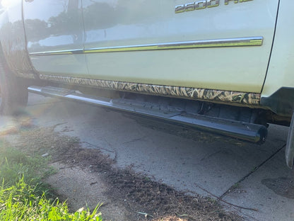 Barricade 4-Inch Oval Straight End Side Step Bars; Rocker Mount; Black (07-19 Silverado 2500 HD Crew Cab)