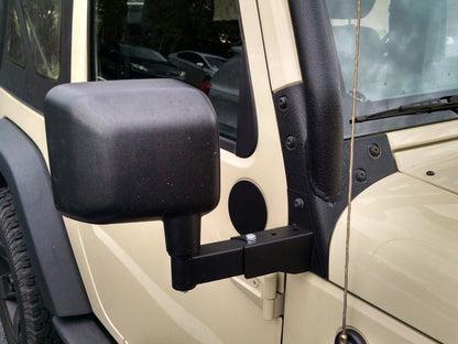 Barricade Side Mirror Relocation Kit; Black (07-18 Jeep Wrangler JK w/o Factory Powered & Heated Mirrors)