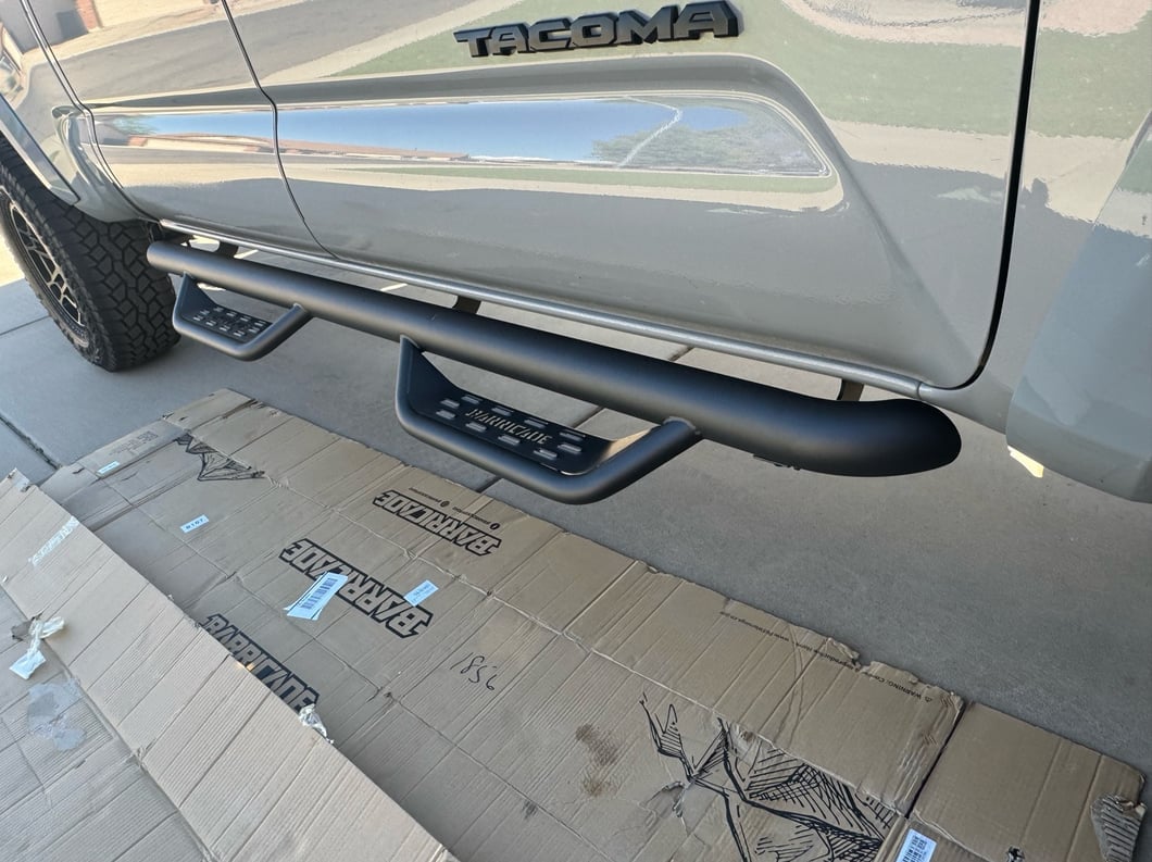 Barricade Tubular Drop Steps; Fine Textured Black (05-23 Tacoma Double Cab)