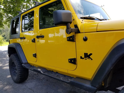 Barricade Side Mirror Relocation Kit; Black (07-18 Jeep Wrangler JK w/o Factory Powered & Heated Mirrors)