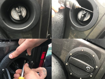 Barricade Locking Fuel Door; Textured Black (07-18 Jeep Wrangler JK)