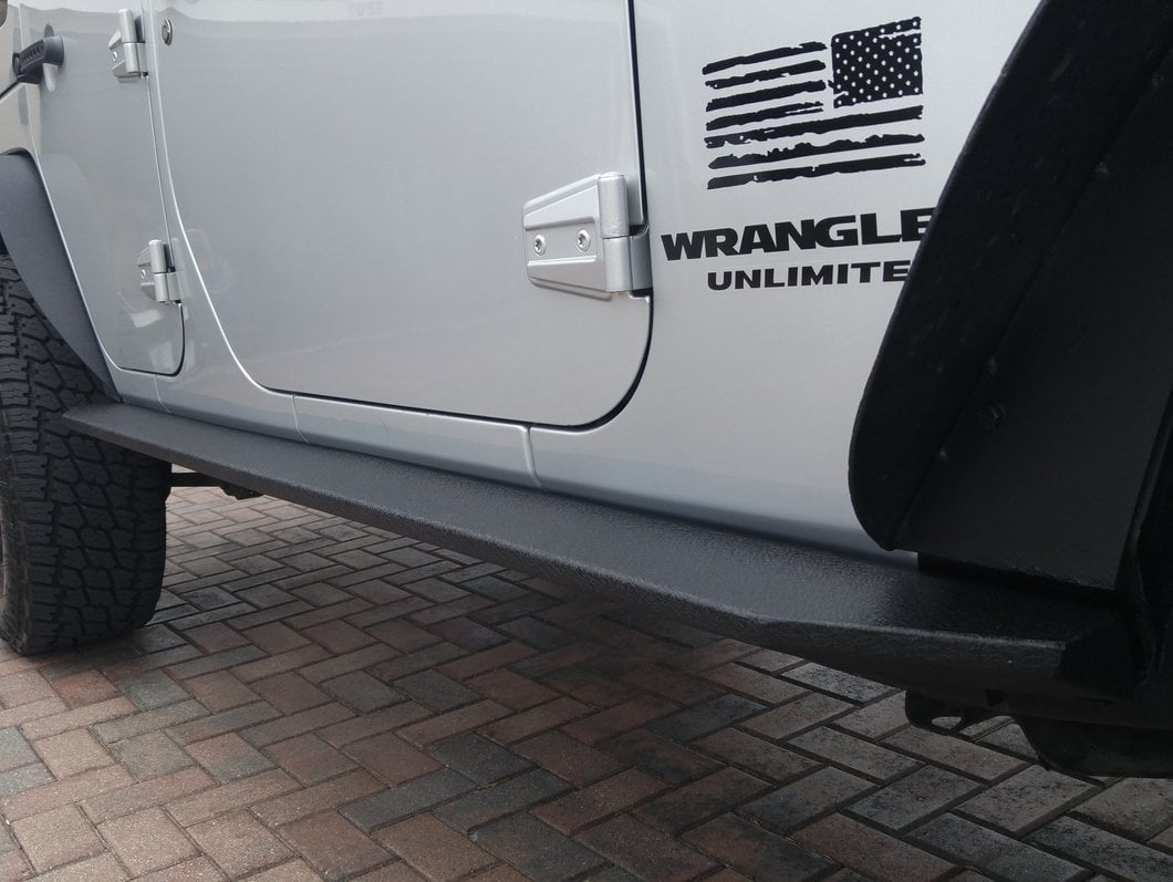 Barricade HD Rock Sliders with LED Rock Lights; Textured Black (07-18 Jeep Wrangler JK 4-Door)