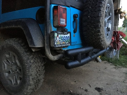 Barricade Rear Tubular Bumper; Textured Black (07-18 Jeep Wrangler JK)