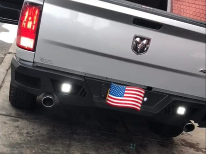 Barricade Extreme HD Rear Bumper with LED Spot Lights; Textured Black (09-18 RAM 1500)