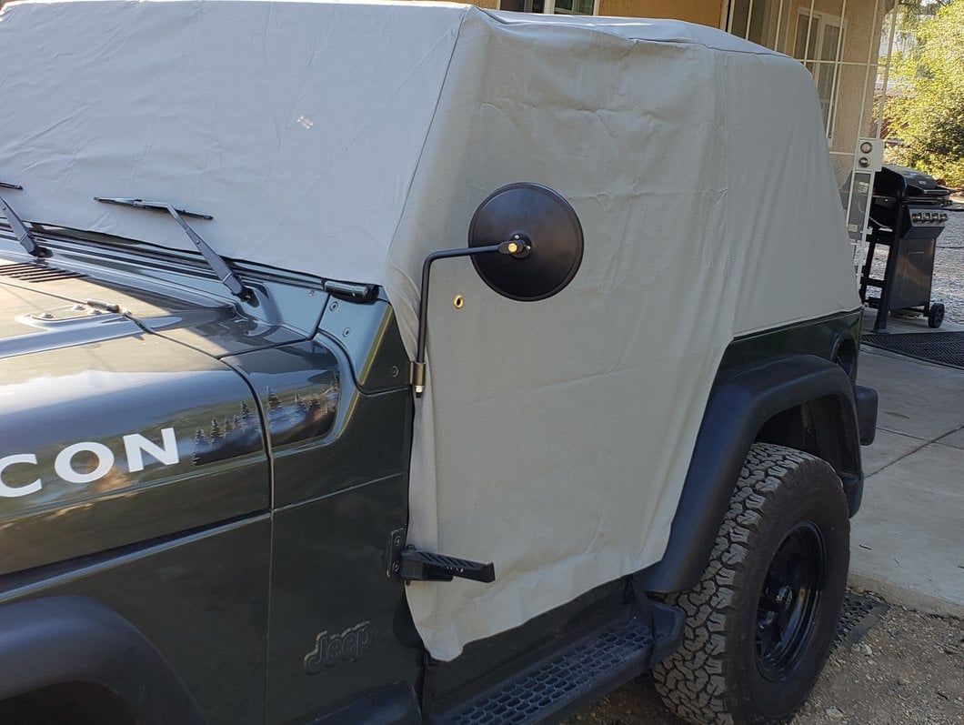 Barricade Round Adventure Mirrors; Textured Black (87-06 Jeep Wrangler YJ & TJ)