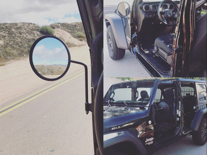 Barricade Round Adventure Mirrors; Textured Black (66-25 Jeep CJ5, CJ7, Wrangler YJ, TJ, JK & JL)