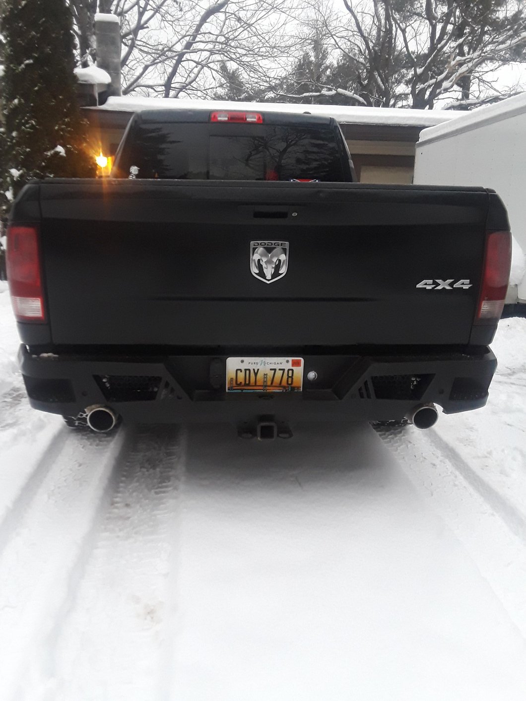 Barricade Extreme HD Rear Bumper with LED Spot Lights; Textured Black (09-18 RAM 1500)