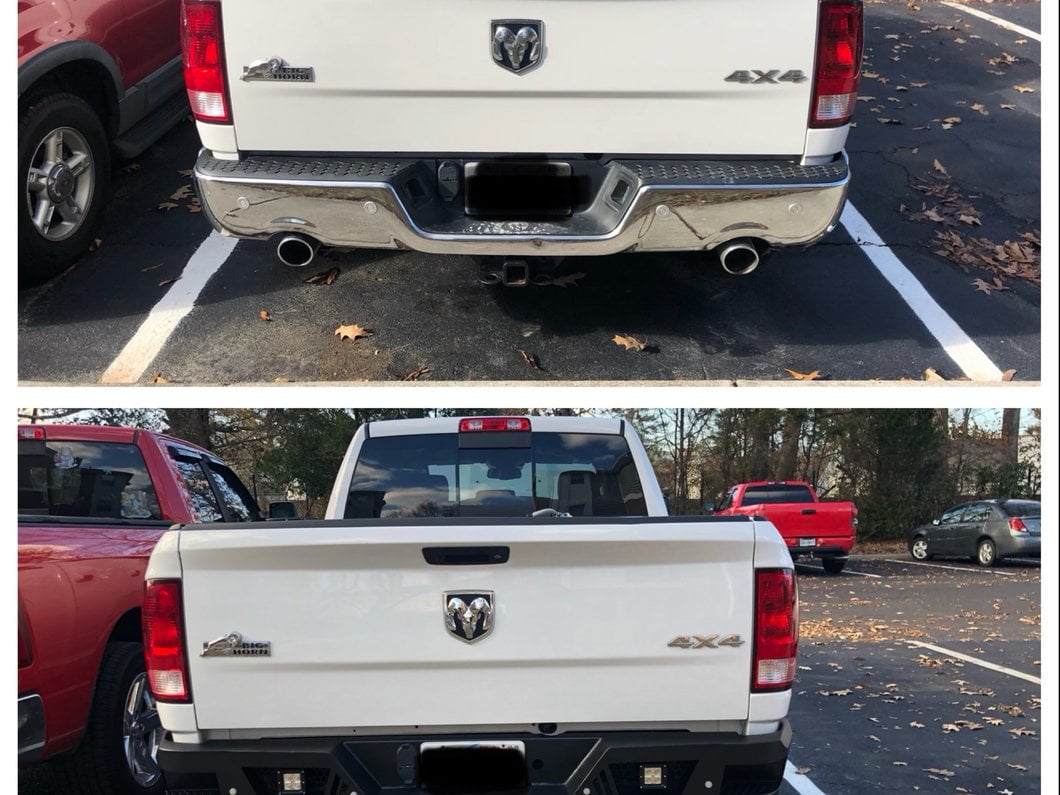 Barricade Extreme HD Rear Bumper with LED Spot Lights; Textured Black (09-18 RAM 1500)