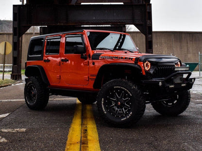 Barricade HD Rock Sliders with LED Rock Lights; Textured Black (07-18 Jeep Wrangler JK 4-Door)